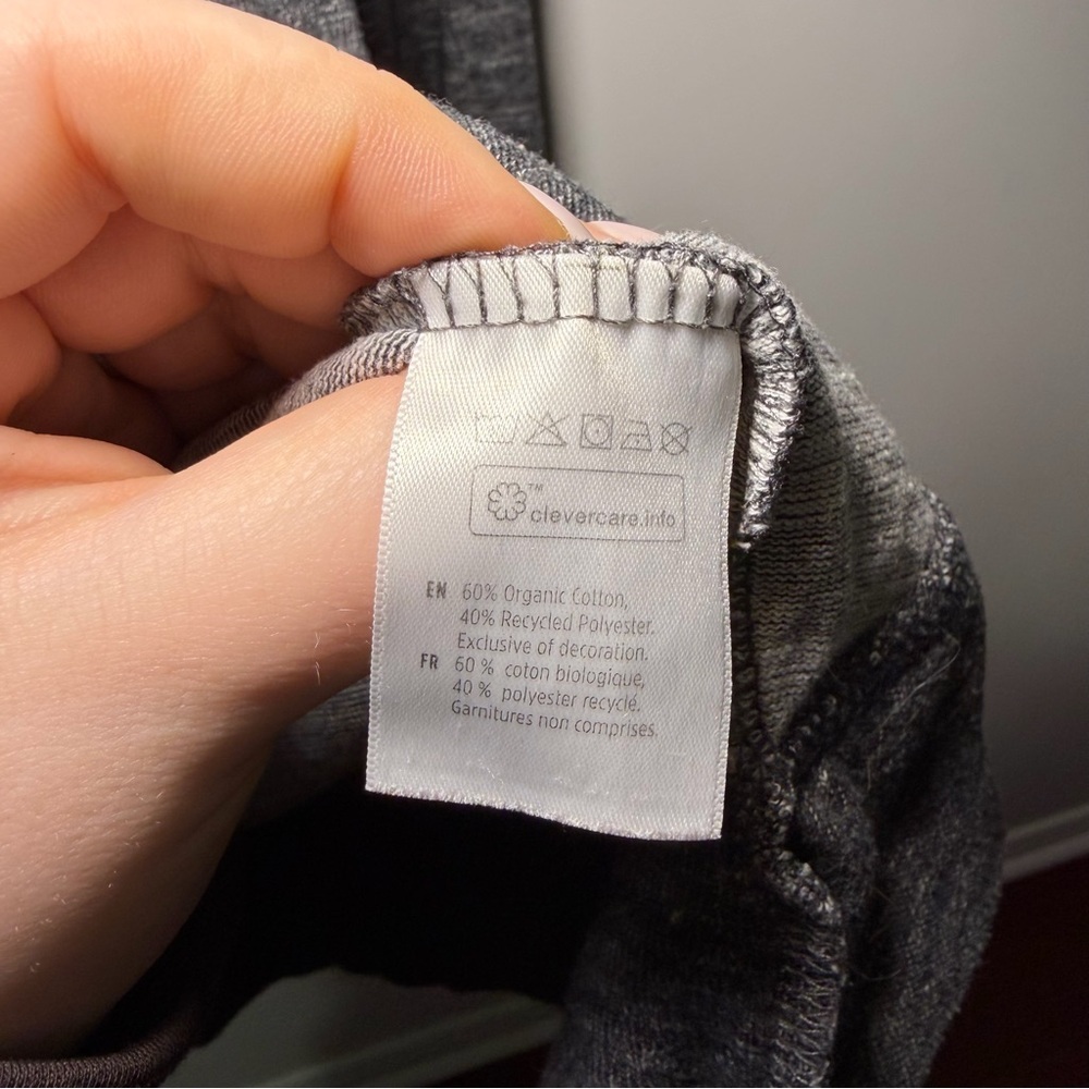 Tentree women’s Charcoal Grey Wrap Hem sustainable cotton Long Sleeve Top Size S - Picture 7 of 11